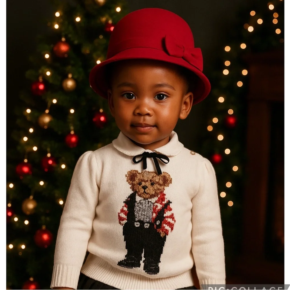 Gymboree‎ Felted 100% Wool Bow Cloche Red Hat Baby Girl Size 0–12 Months